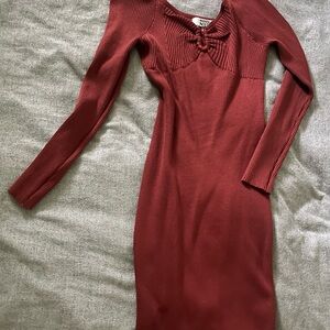Madden NYC by Steve Madden Maroon Long Sleeve Dress Size M Fall Midi Dress